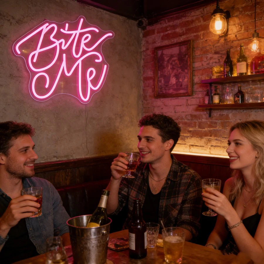 Bite Me Pink LED Neon Sign USB - Commercial Kitchen Ideas review and price