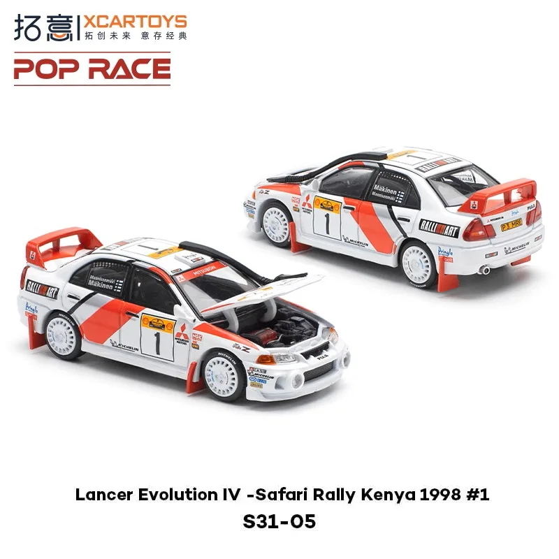 

[Предпродажа] Xcartoys X Pop Race 1:64 Lancer EVO IV Safari Rally Kenya 1998 Белый Красный RACE No 1 Литая под давлением модель автомобиля