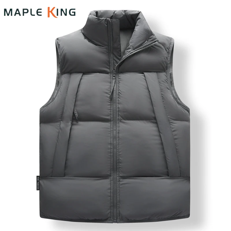 Winter Heated Vest Warm Sleeveless Jackets Plus Size 5XL Fashion Cotton Padded Tand-up Collar Zipper Waistcoat Outdoor Boys Vest