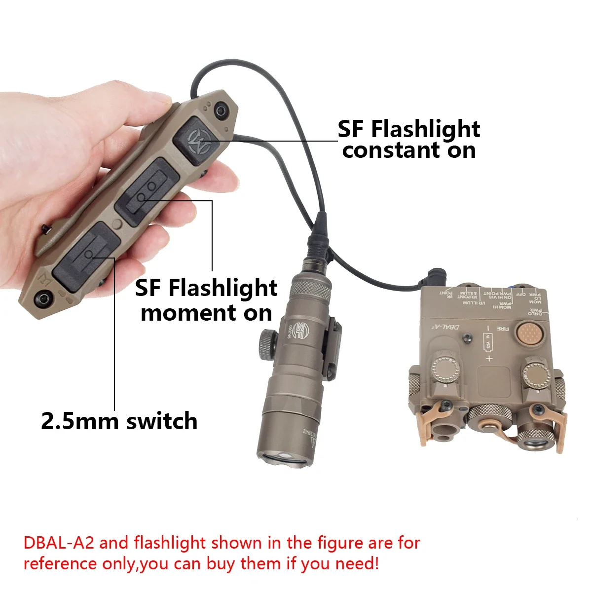 

Tactical Pressure Button Remote Dual Function Switch For PEQ-15 DBAL-A2 SureFire M300 M600 Flashlight Airsoft Weapon Scout Light