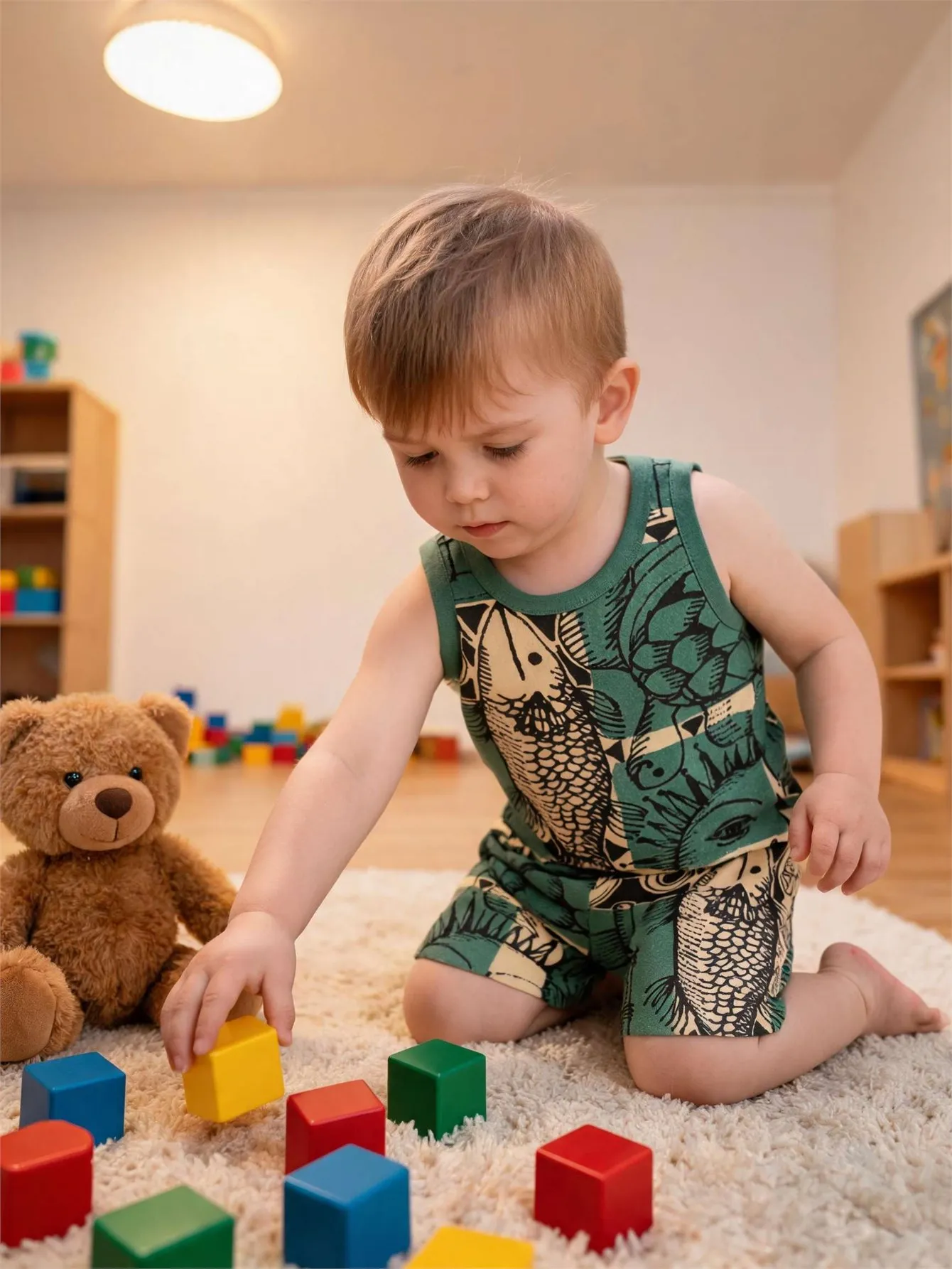 Baby vest and shorts set, summer children's sports and leisure two-piece set, breathable, sweat absorbing, quick drying fabric
