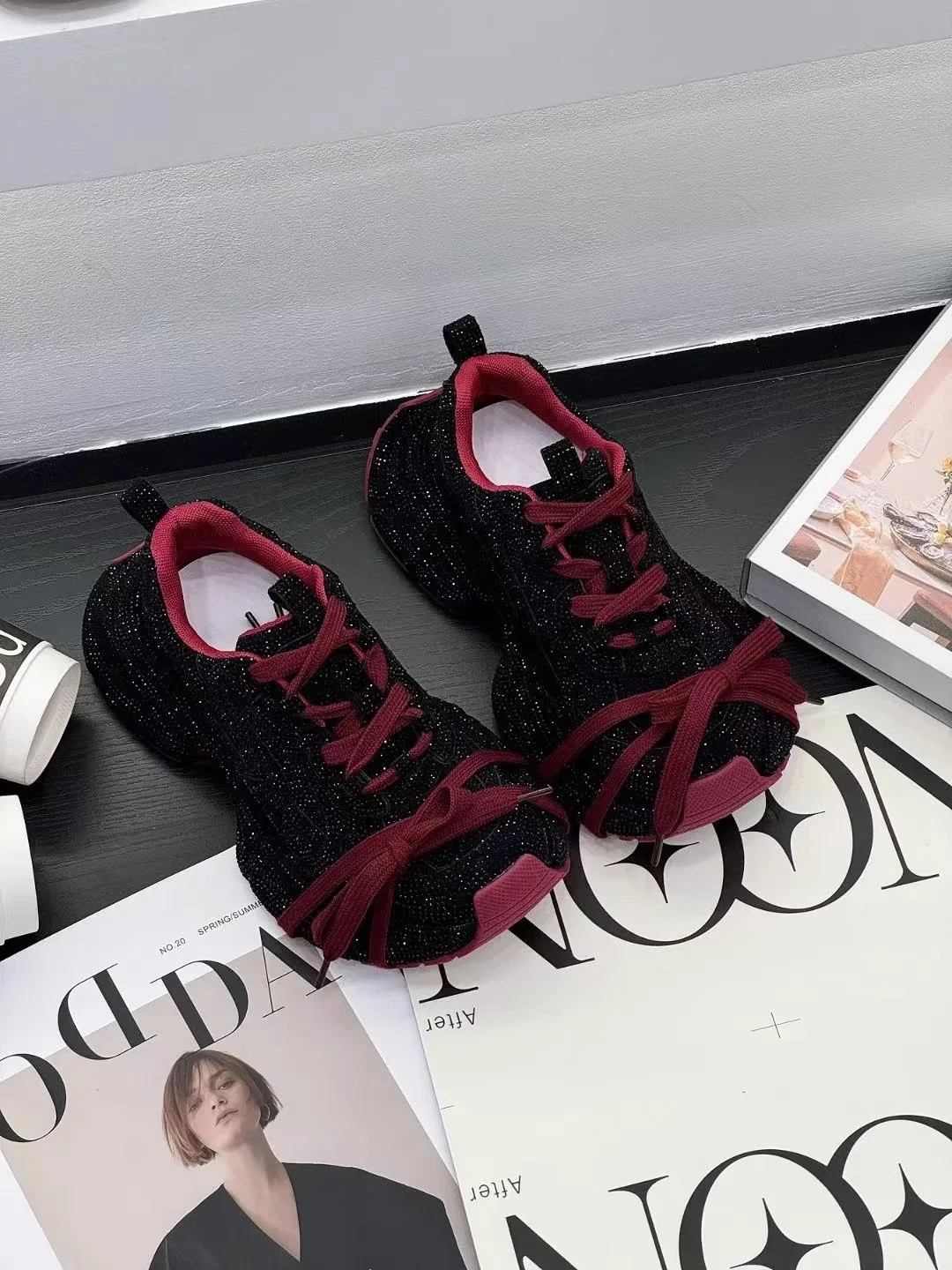 Women's 2025 Spring Autumn New Full Rhinestone Dad Sneakers Thick Sole Fashion Casual Sports Shoes - view 6