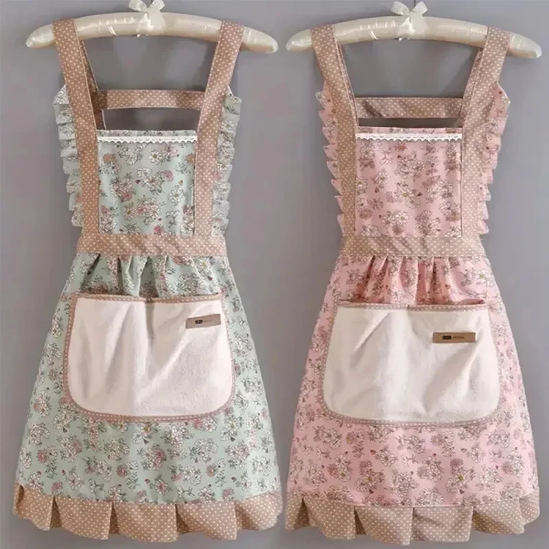 

Summer thin women's gardening restaurant home apron for cooking baking kitchen fashion floral canvas apron