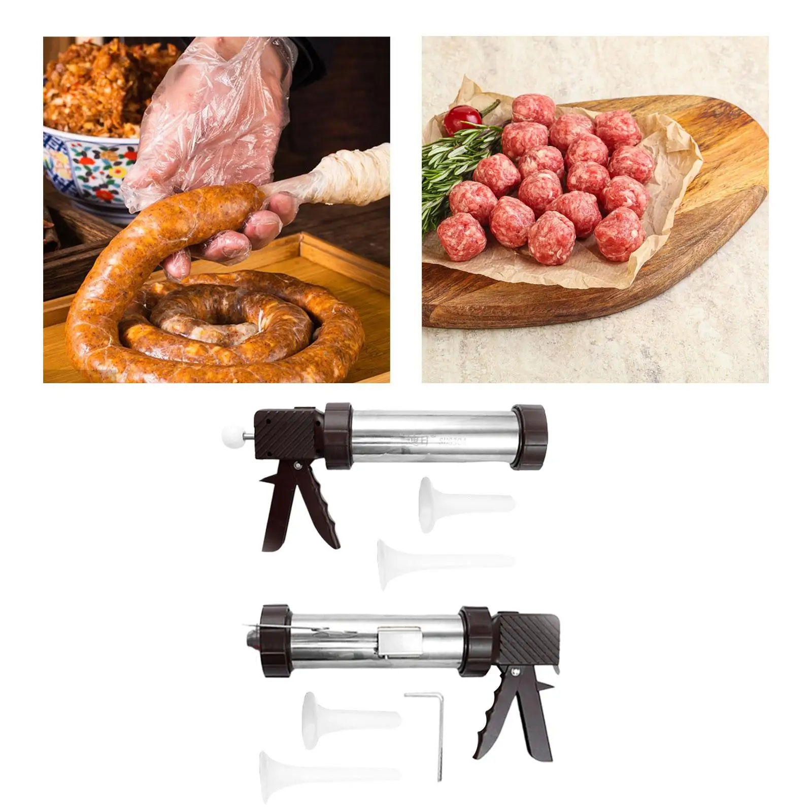 

Manual Sausage Stuffer Meat Processor Cooking Tool Homemade Sausage Meat Stuffer Home Use for Travel Kitchen BBQ Backpacking