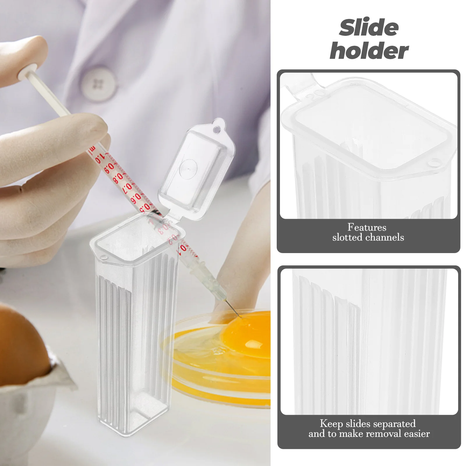 

10Pcs Slide Boxes Strong PP Slides Storage Safe Large Snap Pathological Slide Holder Supplies Slides Case