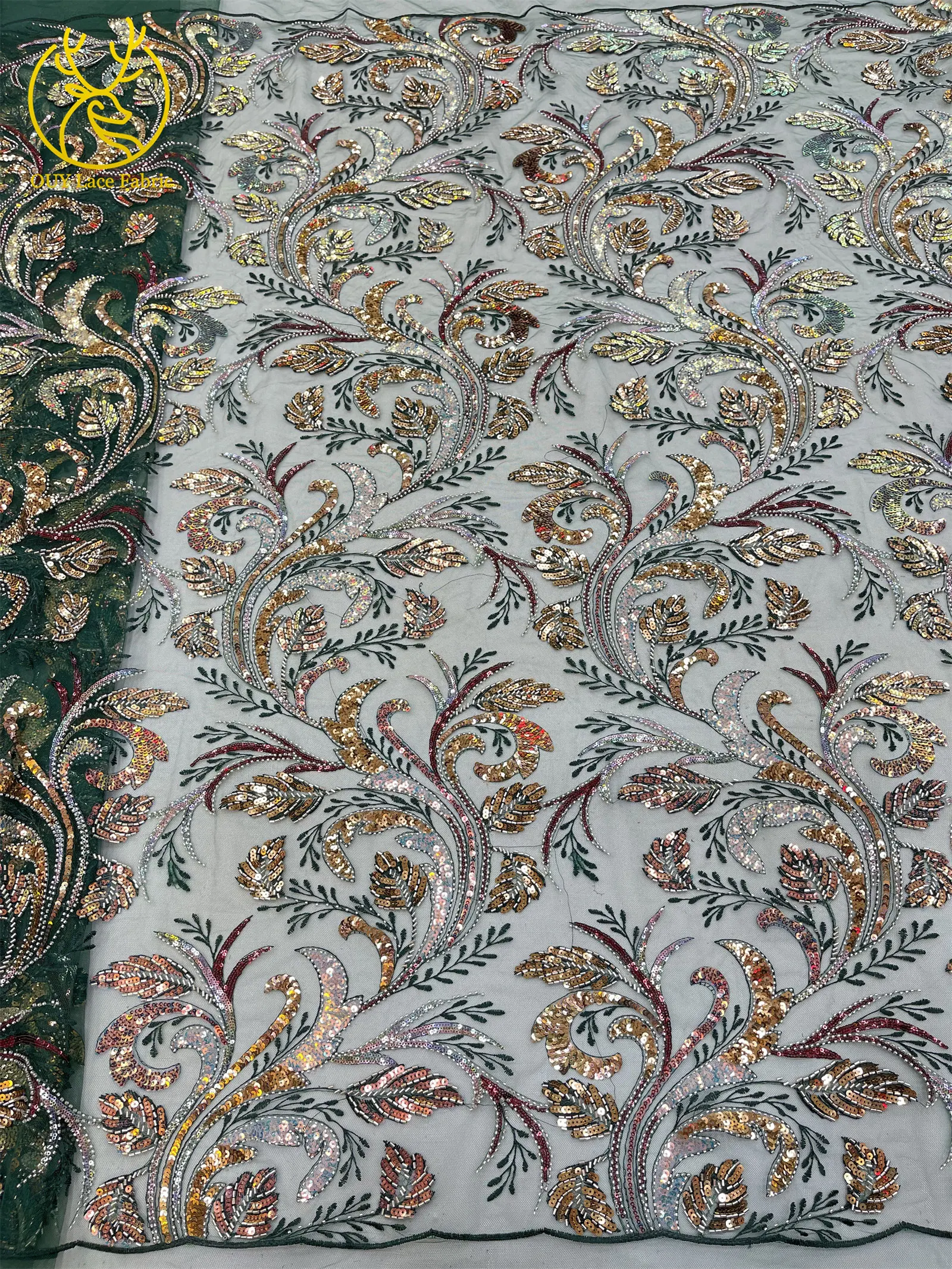 Luxuriöser Goldener Afrikanischer Perlen-Pailletten-Spitzenstoff 2026 Eleganter Französischer Stickerei-Tüllspitzenstoff Nigerianisches Party-Hochzeitskleid – Detail 10