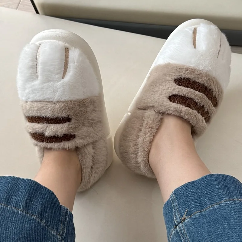 

Новые меховые лоферы с волосатой овечкой, женские меховые шлепанцы, женские зимние теплые плюшевые домашние туфли унисекс, большие тапочки 45