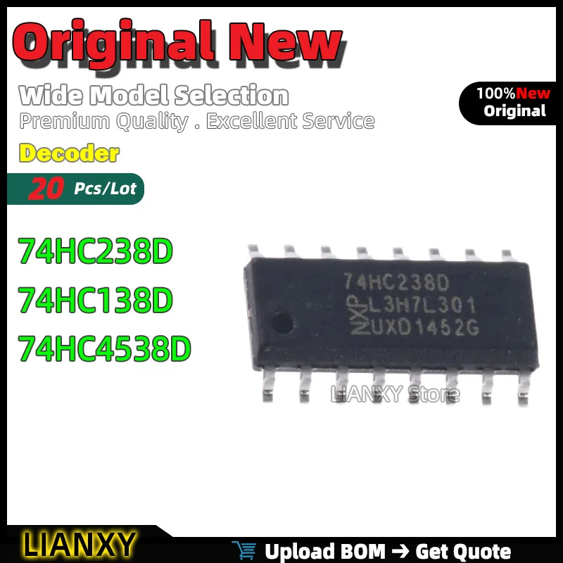 20pcs SOIC-16 74HC238D 74HC138D 74HC4538D Decoder New Original