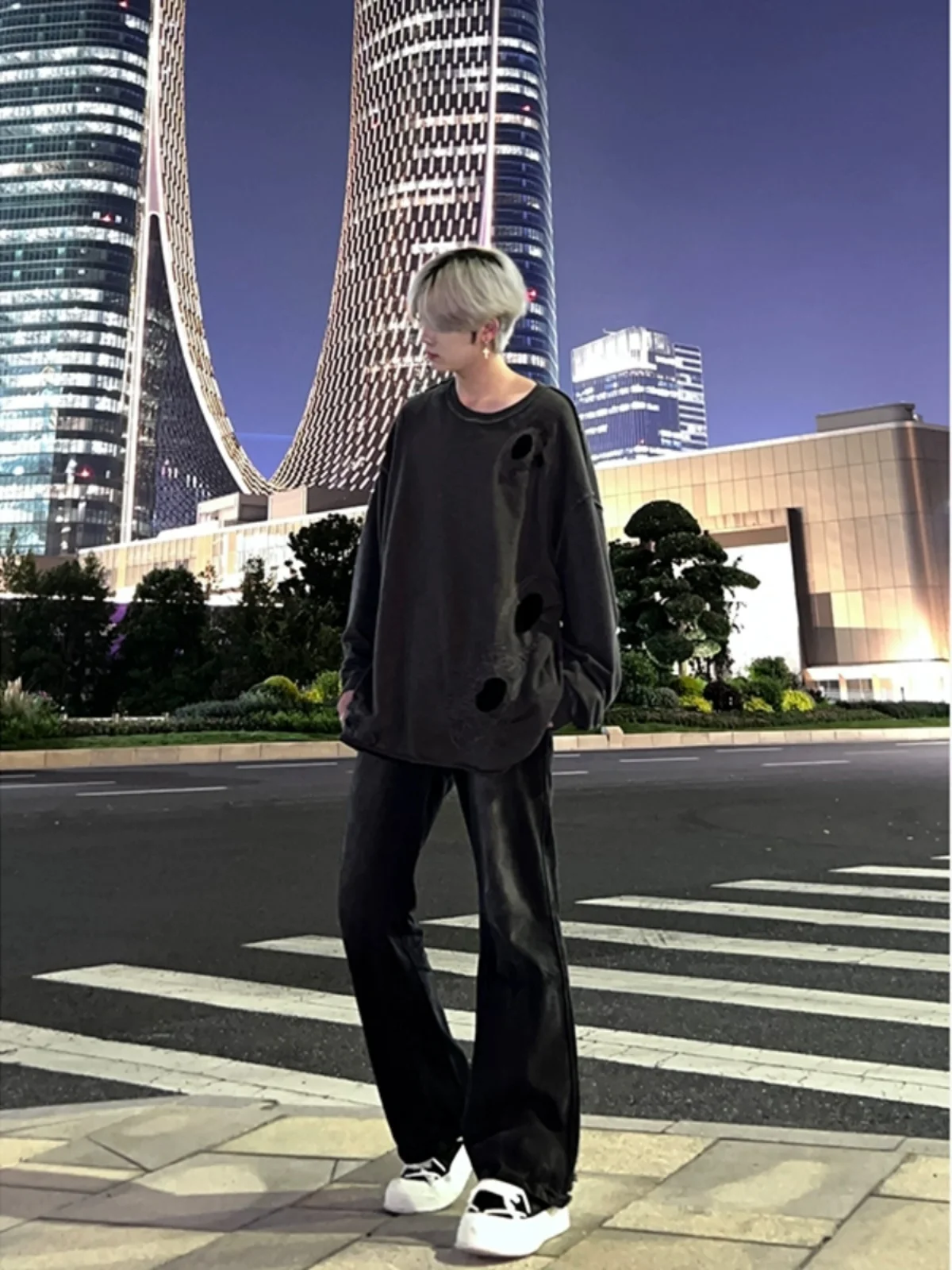 

Pure Bla Straight Leg Men's Jeans Cleanfit Leg Lengthening High Street American Narrow Version Micro Flared Pants Autumn