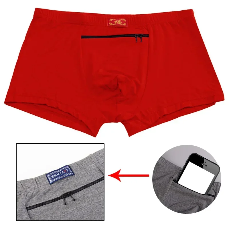 Men Boxer Hidden Pocket Secret Boxers Proof Safe Protector Underwear Sexy Outdoor Sex Front Stash Pocket Soft Keep Pickpocket