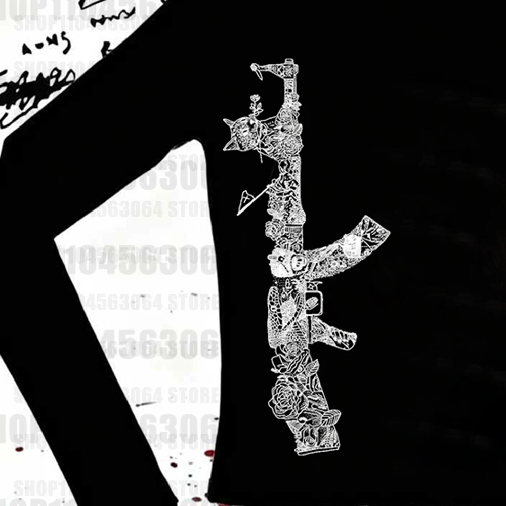 Y2K Harajuku retro street style gothic punk printed women's long sleeved T-shirt casual slim fit sexy fashionable decadent girl'