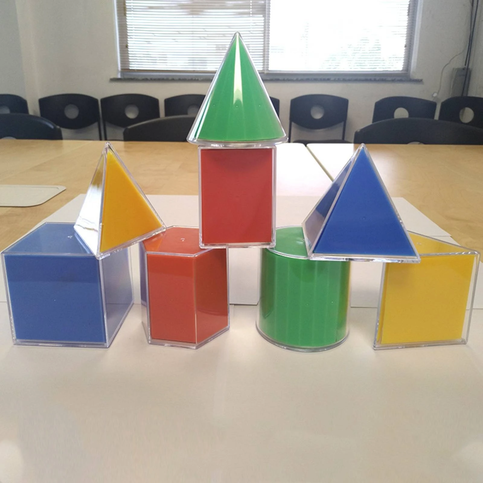 8 Pieces Geometry Manipulative Set with Folding Nets Detachable Geometric Shapes with Nets Folding Geometric Shapes Set
