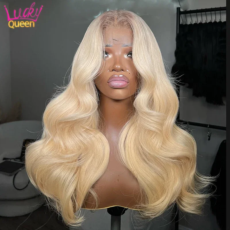 

Brown Root 613 Blonde Colored Body Wave Human Hair Wig Transparent Lace 13X6 Ombre Blonde 13X4 Lace Front Wig For Women