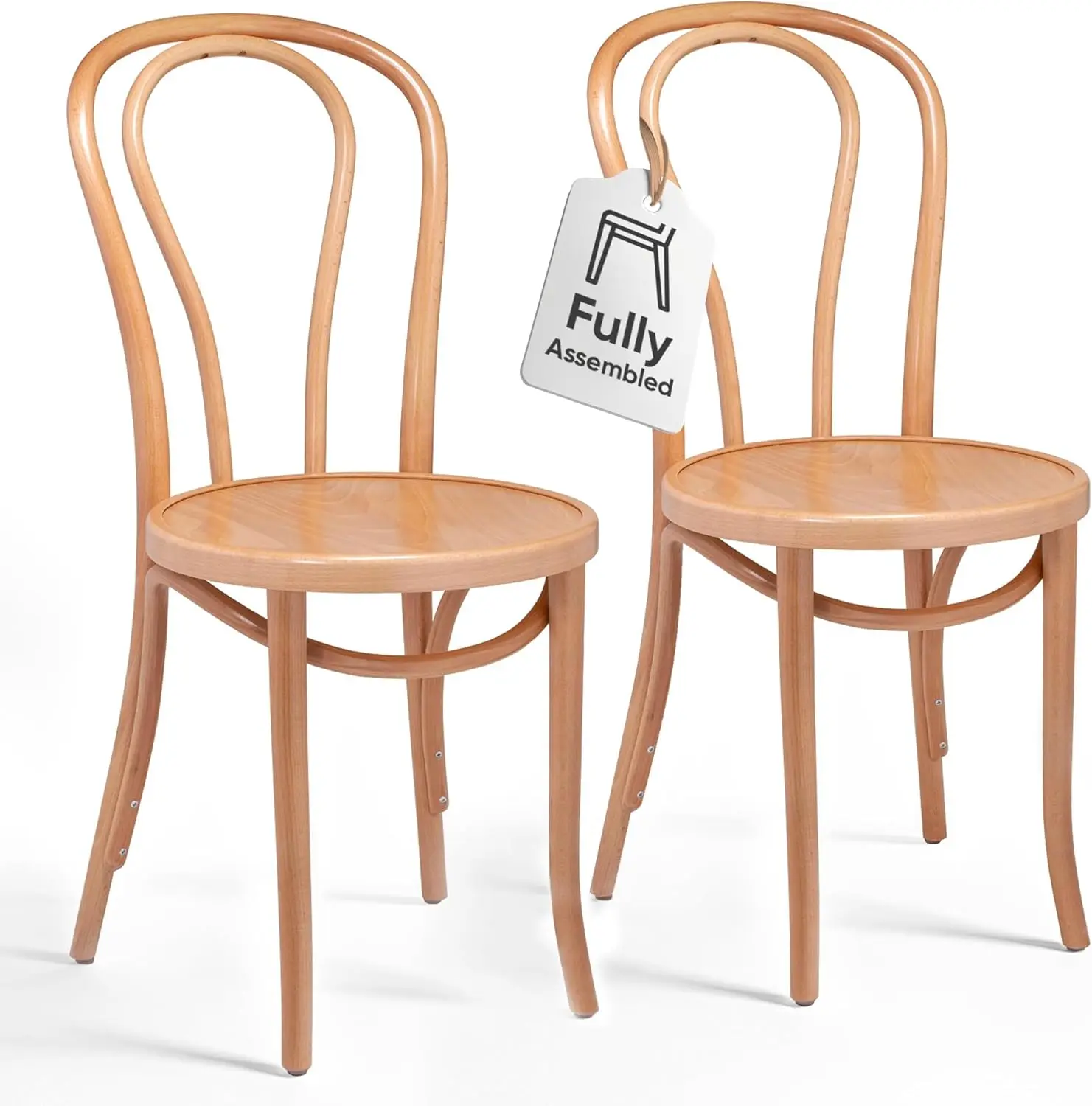 

1018 Hairpin Bentwood Dining Chairs Set of 2 | Natural Handcrafted Wood Frame, Rustic Indoor