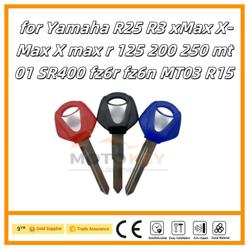 

3PCs new blank key motorcycle replace uncut keys for Yamaha R25 R3 xMax X-Max X max r 125 200 250 mt01 SR400 fz6r fz6n MT03 R15