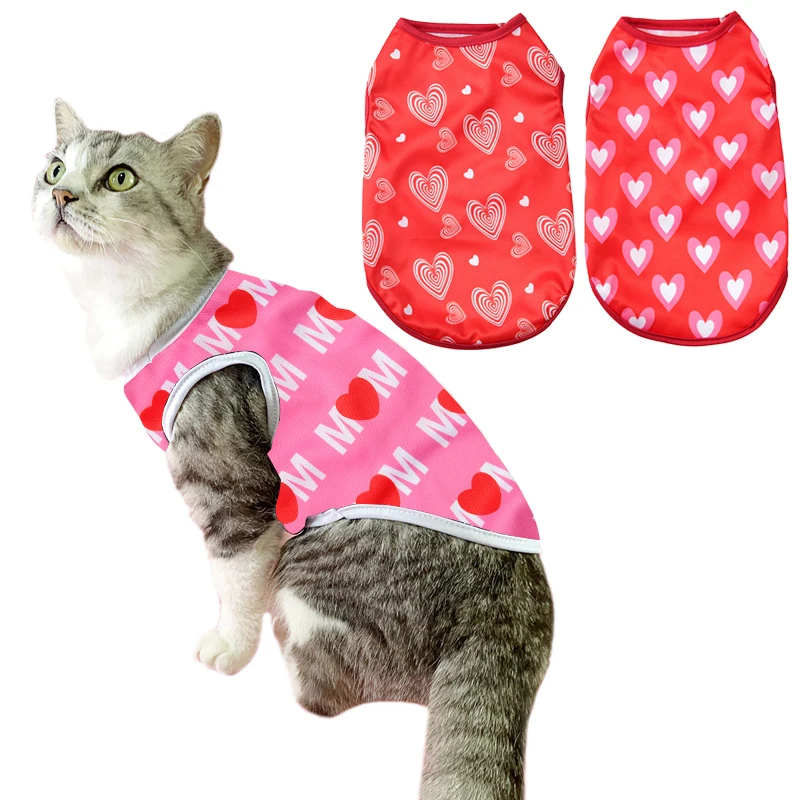 Haustier Katze Hund Weste Sommer Welpen Kleidung für kleine mittelgroße Hunde T-Shirt Valentinstag Katzen Kostüm Chihuahua Französische Bulldogge Outfit