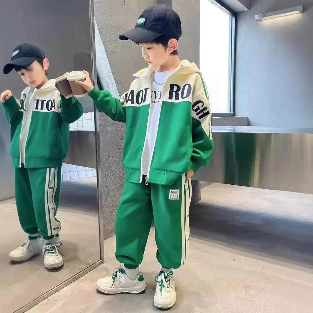 

New Kids Girls Boys Suit Spring Autumn Children Clothes Set Coat+Pants 2Pcs Casual Sport Outfit