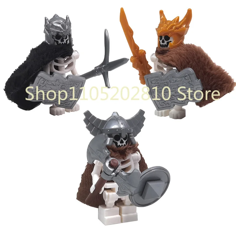 Halloween Totenkopf MOC Figuren Bausteine Mittelalterliches Skelett Ritter Armee DIY Integrierte Mini-Bausteine Buntes Dekoratives Spielzeug Geschenk