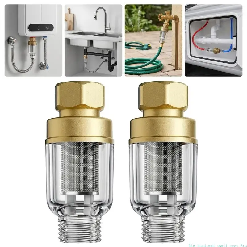 581C Home Supply Sediment Filter Set of 2 with Clear Body, Metal Screen Center and Screw Fit Ends for Everyday Debris Monitoring