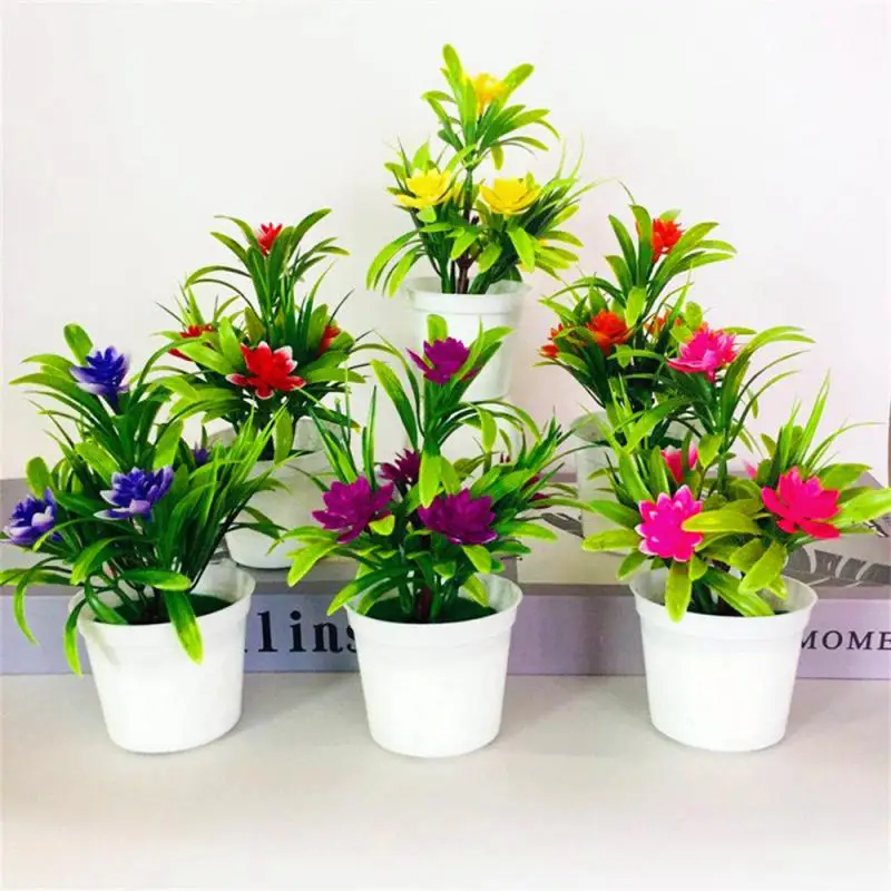 1/2PCS No Fading Decorative Small Bonsai Desktop Decoration Artificial Flower Pot Realistic Beautiful Fake Flower