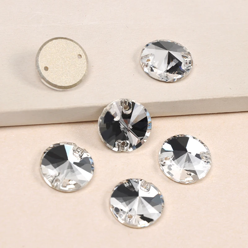 YANRUO 3200 All Sizes Clear Rivoli Flatback Stones Sewing Crystal Strass Sew On Rhinestone For Clothes Decoration