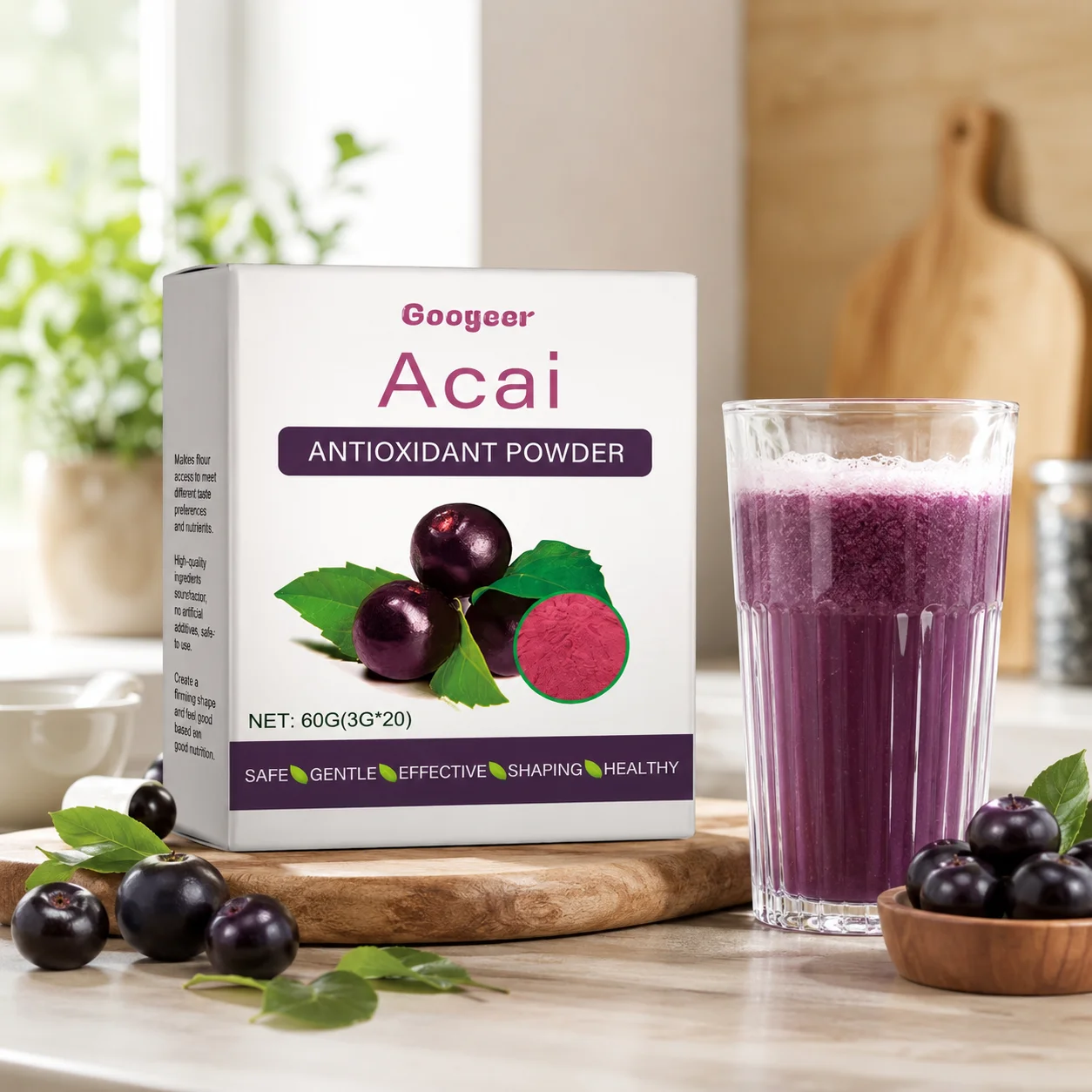 Acai Antioxidant Powder 60g Berry Dietary Supplement Drink Mix Antioxidant Support Daily Wellness Nutrition 20 Sachets