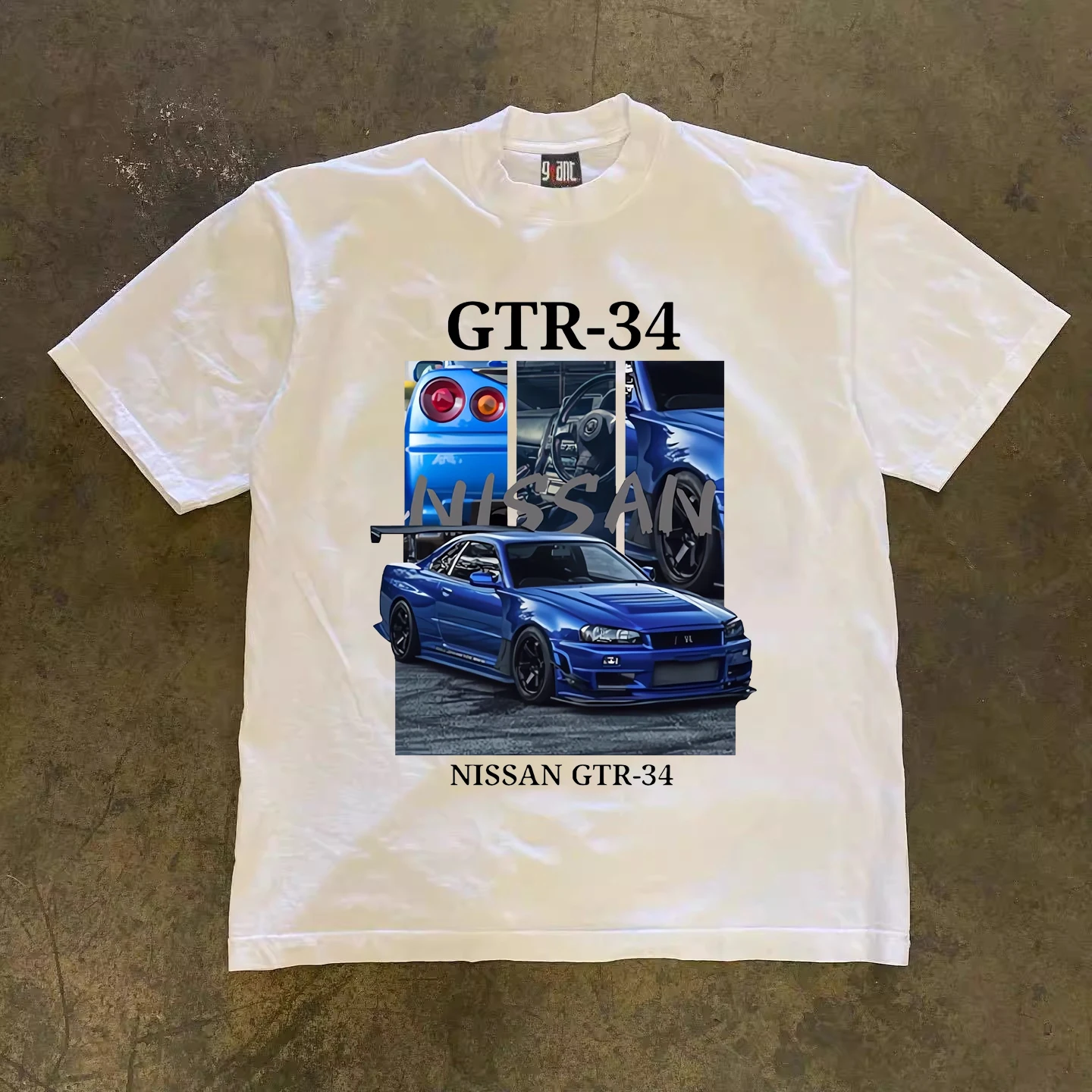 

BuettiKer American Retro Street GTR Sports Car Niche Design Printed Cotton Short-sleeved T-shirt Men's and Women's Tops