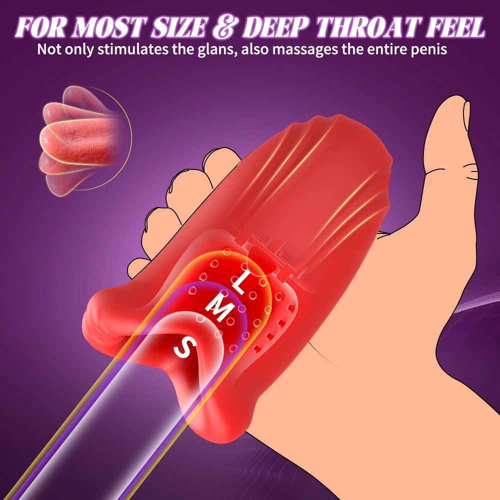 คอลึกชายอวัยวะเพศชายการฝึกอบรมถ้วยลิ้นเลียVibratorอมควยเพศของเล่นMens Glansกระตุ้นการออกกําลังกายMasturbatorสําหรับชาย