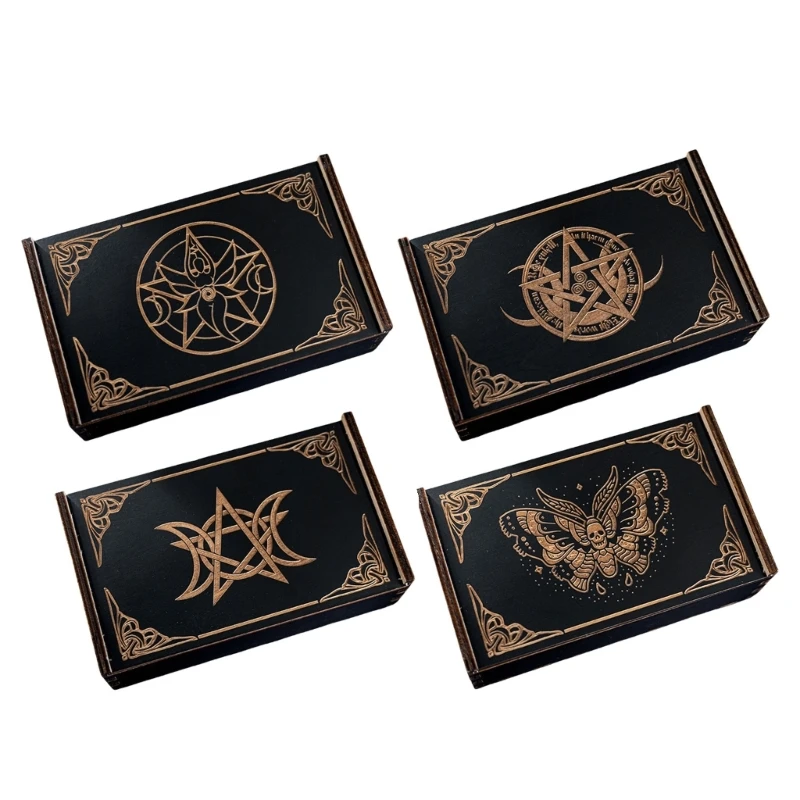 

Push Pull Tarot Cards Box Astrologys Trinkets Box Wood Tarot Card Storage Case for Fortune Telling, Witch Decoration
