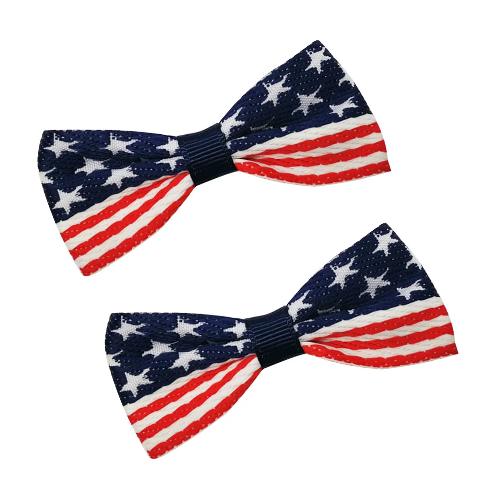 

2pcs Bowknot Hairpins America Flag Stars Stripes Hair Clips Patriotic Bow Hairpins Independence Day 4Th July National Flag
