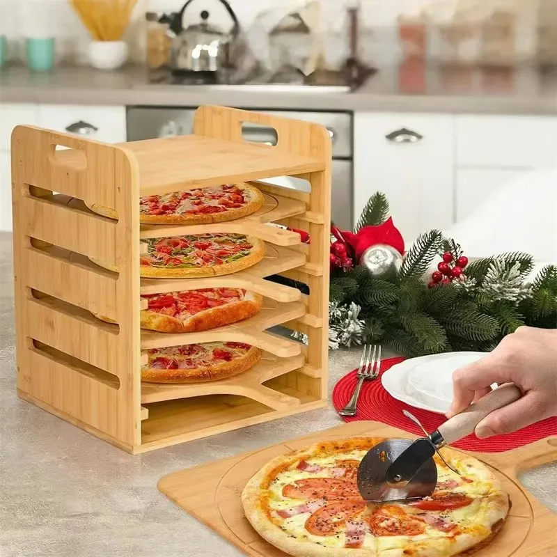 for Wooden pizza shovel stands, including 4 anti-stick bamboo pizza shovels, real wooden stands