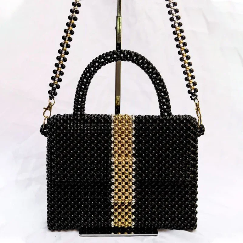 

Big Beaded Bag Summer Senior Handbag Customized Fashion Colorful Handmade Acrylic Wrapped Woven Flap Women's Shoulder Bags