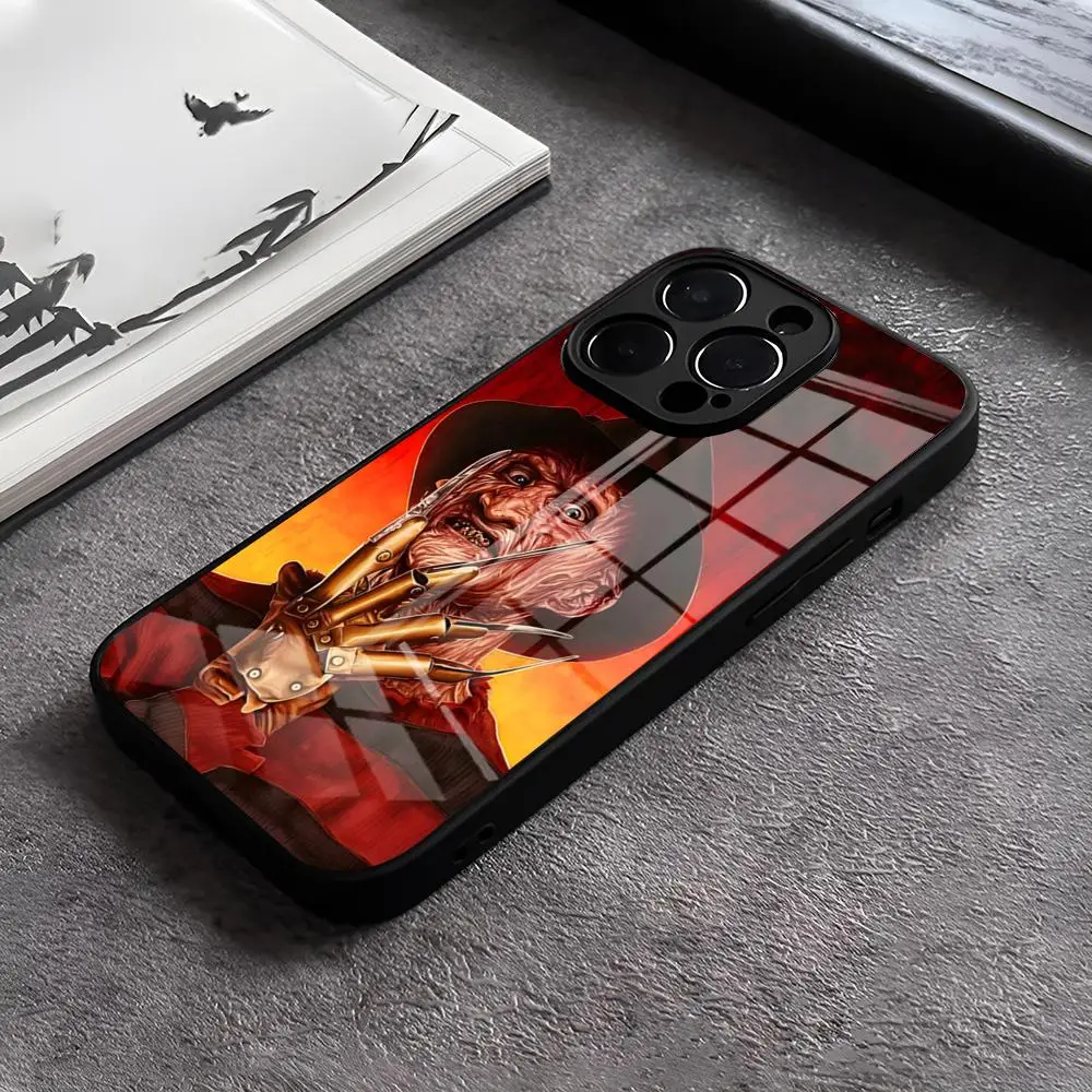 Movie F-Freddy Horror K-Krueger Phone Case Tempered Glass For iPhone 15 Pro Max 14 13 12 Mini 11 X XR XS Max 8 7 Plus SE Cover