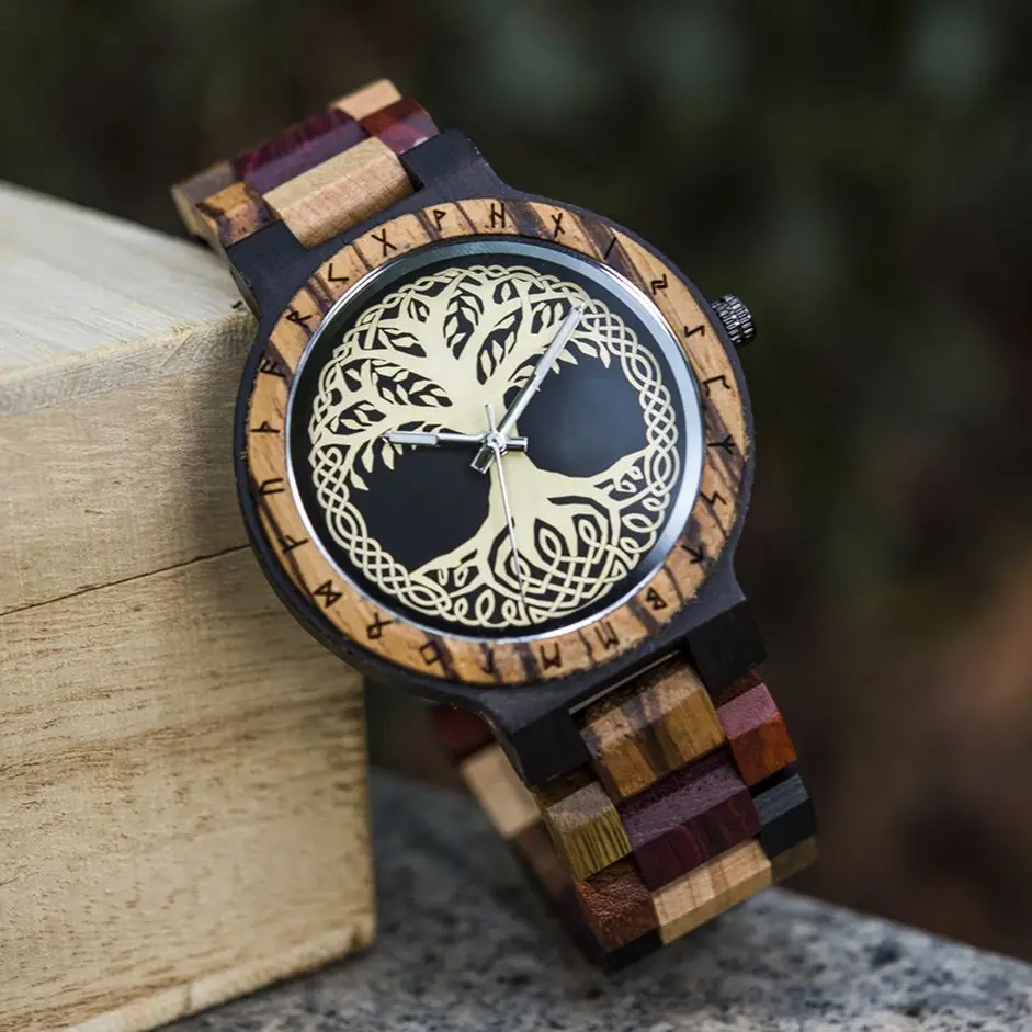 BOBO BIRD VIKING Men\'s Watches Handmade Wooden Wristwatch Customized Dropshippping