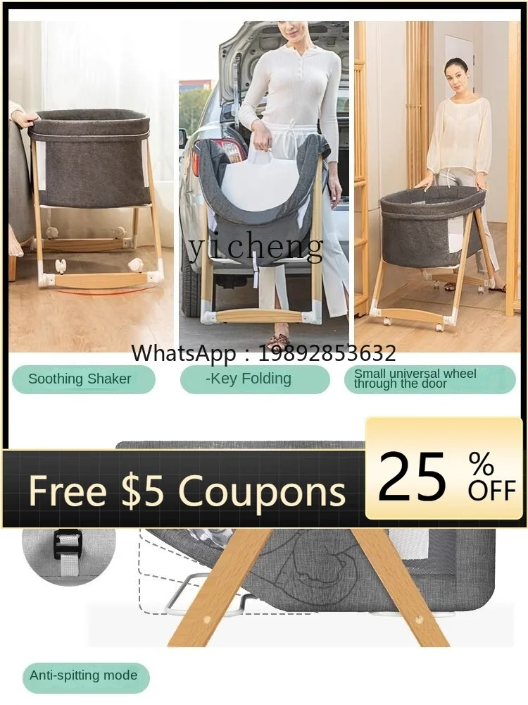 

ZZ Детская кроватка, маленькая кроватка для новорожденных, портативная складная многофункциональная колыбель, кровать с вышивкой