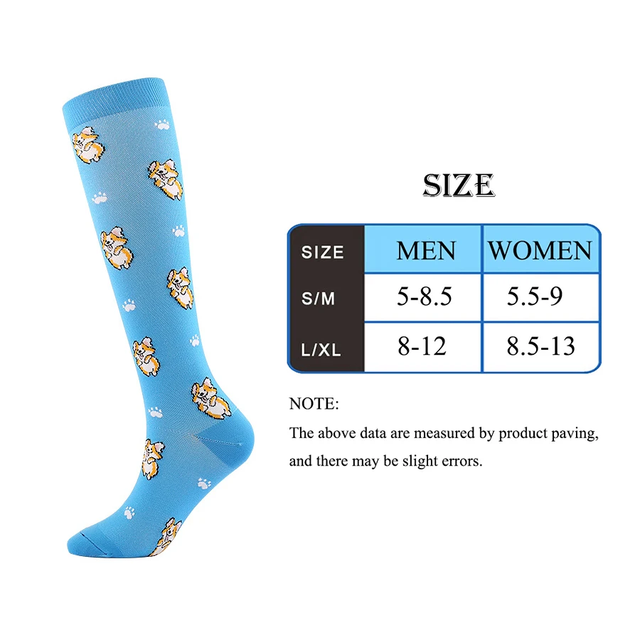 Male Female Compression Socks Nurse Cartoon Panda Unicorn Fox Dog Jacquard Tight Socks Outdoor Running Football Hiking Bicycle