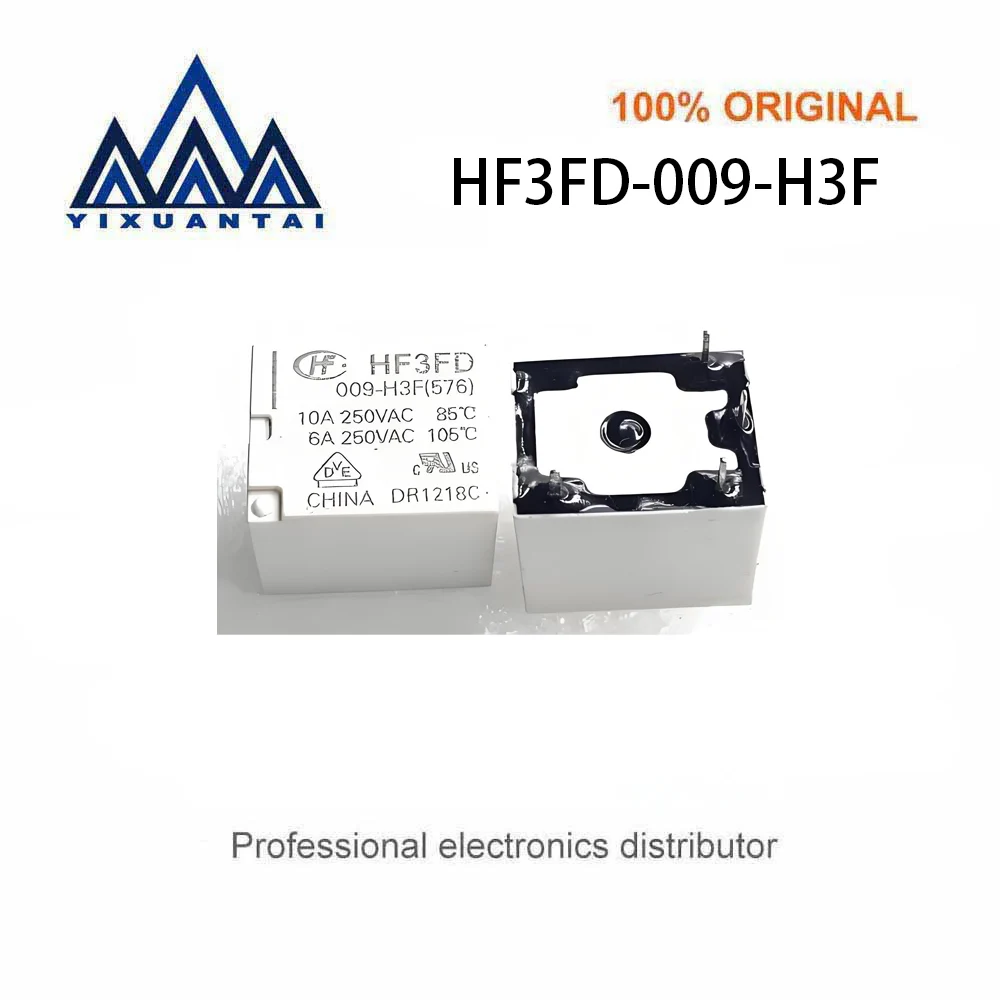 10pcs/Lot   HF3FD-009-H3F   HF3FD  009-H3F 【Relay  9Vdc  SPST-NO  10A  250V】New and Original