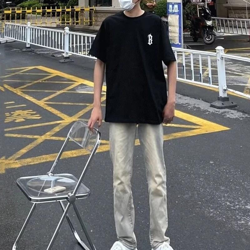 

Fall Large Size 300 Pou American Street Yellow Mud Color Jeans Loose Straight Casual Long Pants Youth Wear Teenagers