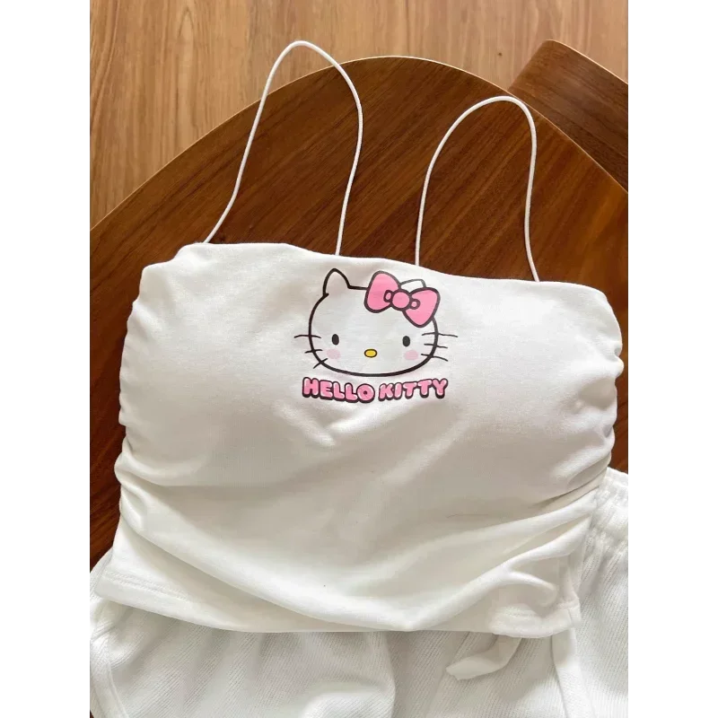 Sanrio\'s new HelloKitty pure desire suspender pajamas female cute cartoon comfortable casual breathable home women\'s pajamas