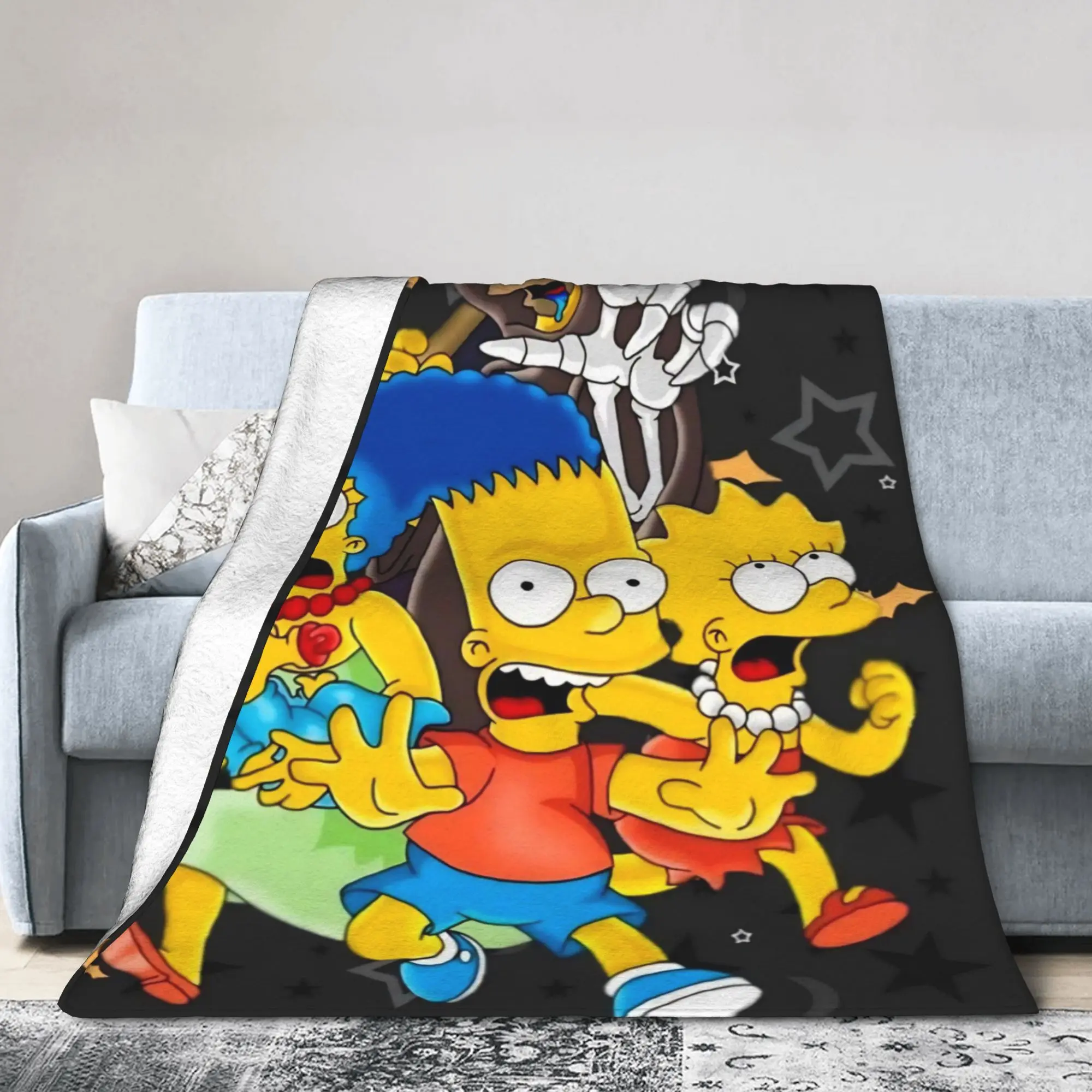 The S-Simpsons Happy Halloween Blanket Flannel Novelty Warm Throw Blankets for Chair Covering Sofa All Season,