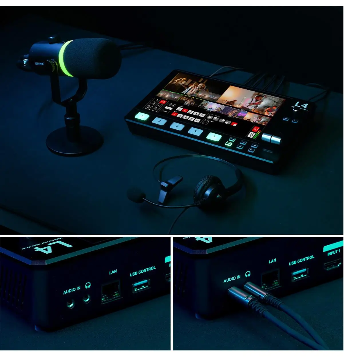 FEELWORLD L4 Multi-camera Video Mixer Switcher 10.1