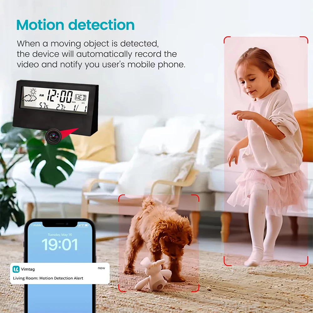 HD 4K Mini WiFi Clock Camera, Supports Mobile Detection, Remote Viewing, Circular Storage, Home Nanny Style WiFi Camera view 4