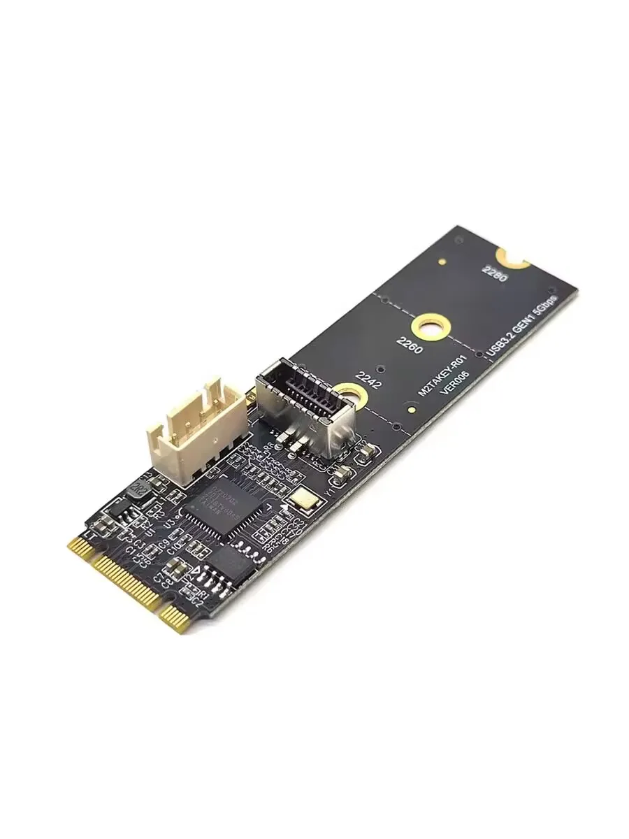 

M.2 NVME To Type C A-KEY Expansion Card Front Connector USB3.2 TYPE-E Interface Converter M2 NVME Add On Cards 5Gbps