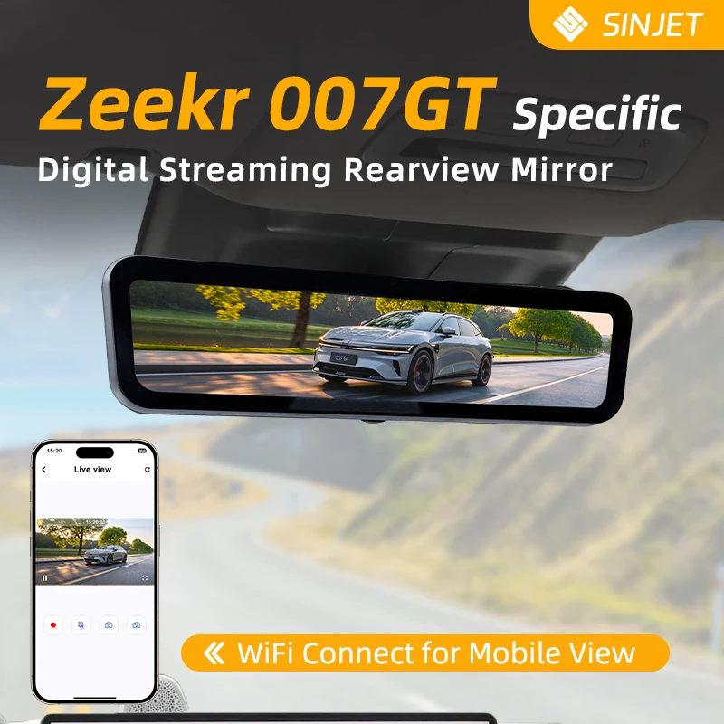 SINJET For ZEEKR 007gt Definition Camera Night Vision DVR Dash cam 9.2 inch Touch Screen Car Electronics Digital rearview mirror