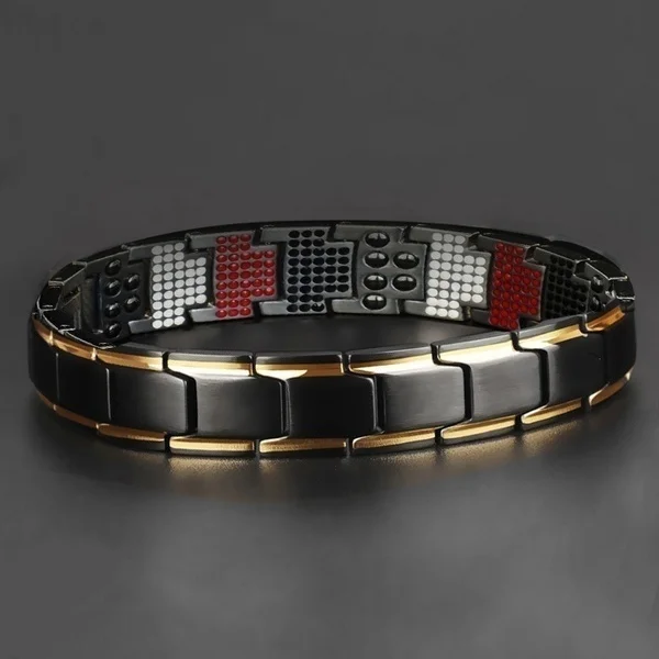 Mens Jewellery Magnetic Therapy Element Stainless Steel Bracelet for Men Weight Loss Gold Adjustable Bracelet Pulsera Hombre