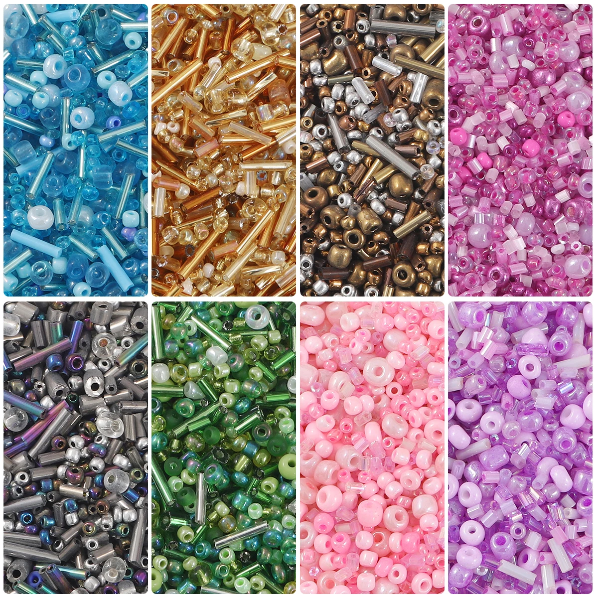 1000Pcs(30g/Bag) 1.5-4.5mm Multi-styles Mixed Glass Loose Spacer Seed Beads for Diy Jewelry Making Bracelets Necklaces Earrings