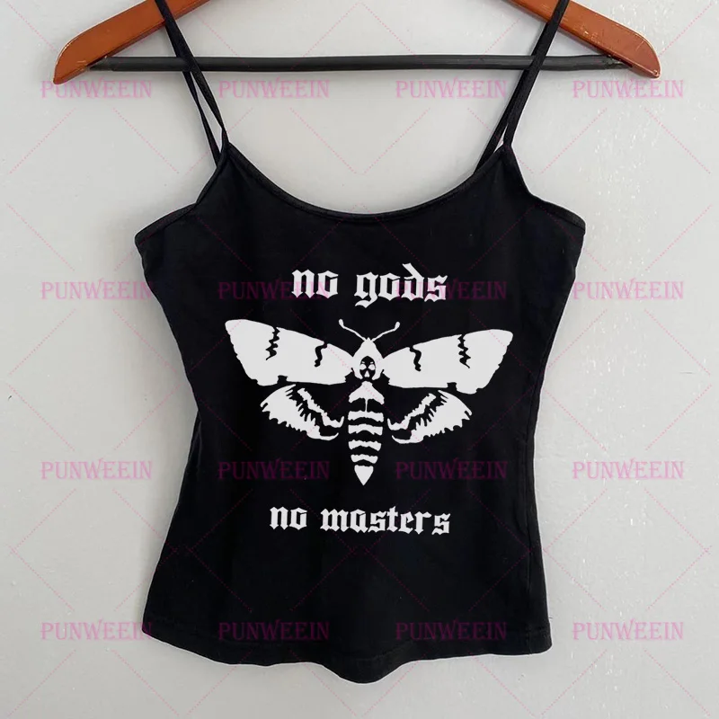 Harajuku Moth Print Dark Trashy Y2k Vest Punk Band Y2k Top 90s Emo Girl Gothic Streetwear Hip Hop Chic Women Clothes Crop Tops