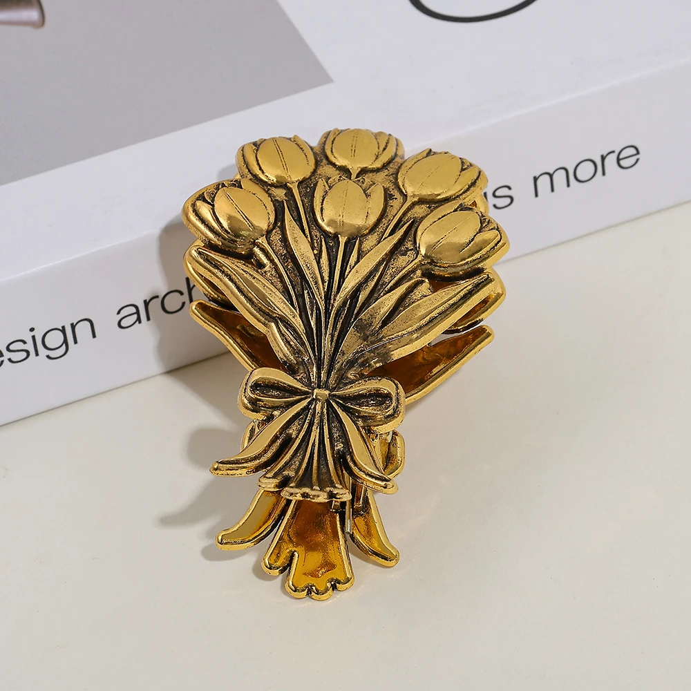 Vintage Simulated Ancient Bronze Color Tree of Life and Tulip Bookmark Clip, Diary Clip, Page Holder Clip, Alloy Metal Bookmark,