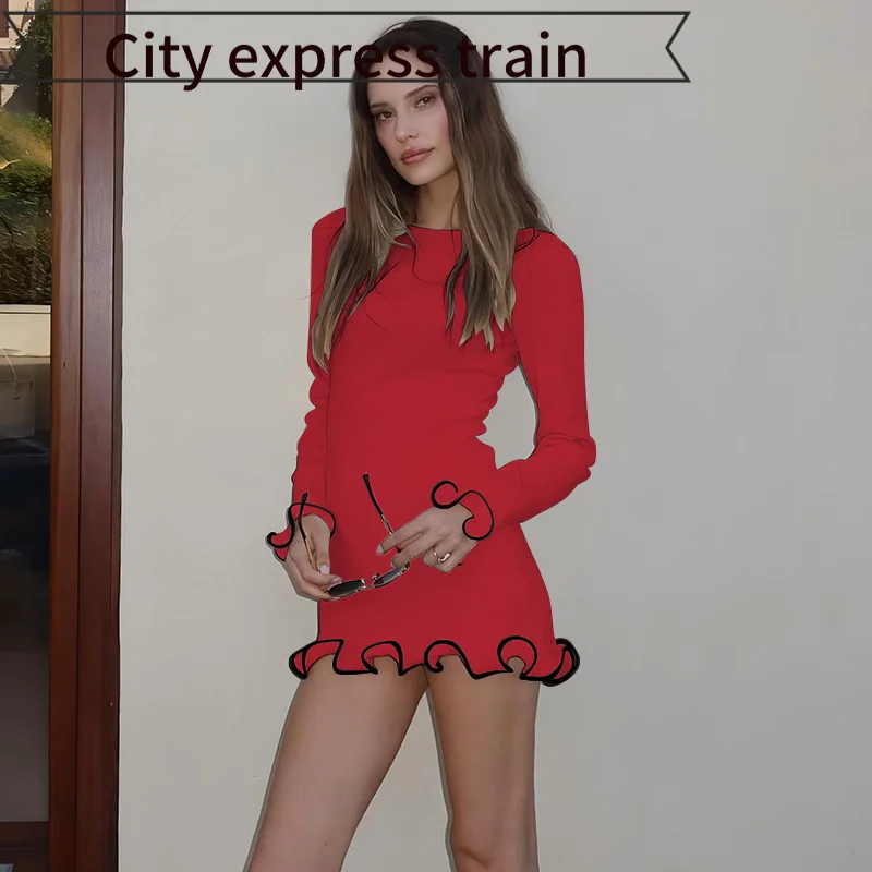 

Sexy Tight Fit ort Skirt with Lace Trim Polyester Fabric Long Sve round Ne Daily Wear Summer Collection Koko Diva