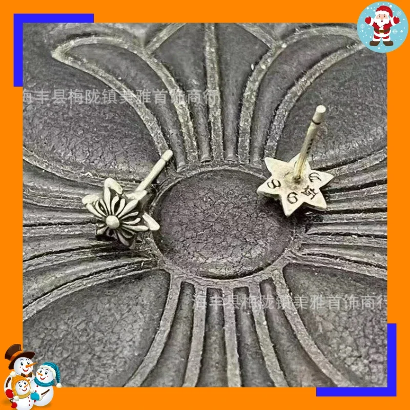 New Tide Crowe Hexagram Cross Earrings Ear Bone Skull Man Cross Earrings